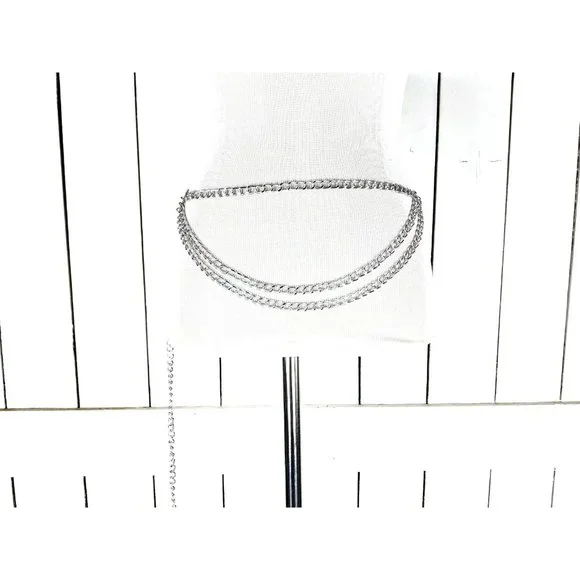 Silver layered metal chain link hip belt Amazon.com: Silver Chain Belt for Women Multilayer Link  main image 2